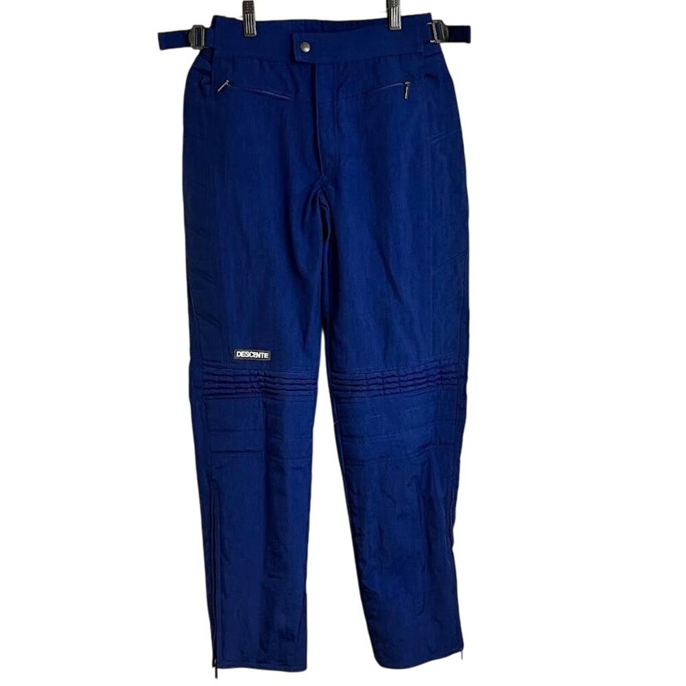 Descente Radipant Ski Pants Quilted Vintage Snow Bib Pants Blue Made in Japan 32